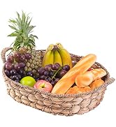 Vintiquewise Seagrass Fruit Bread Basket Tray with Handles (Medium)