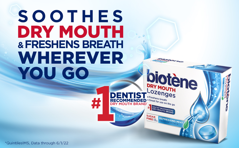 "Soothes dry mouth & freshens breath wherever you go #1 dentist recommended dry mouth brand*"