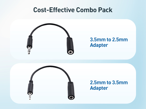 Combo-Pack 2.5mm and 3.5mm Headphone Adapter Kit