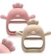 2 Pack Baby Teething Toys for 0-6 6-12 Months, Never Drop Infant Teether Teething Mitten Toys for...