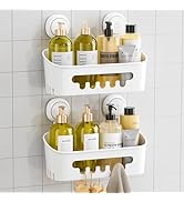 TAILI Shower Caddy Suction Cup 2 Pack, Heavy Duty Bathroom Organizer, Removable Shelves for Insid...