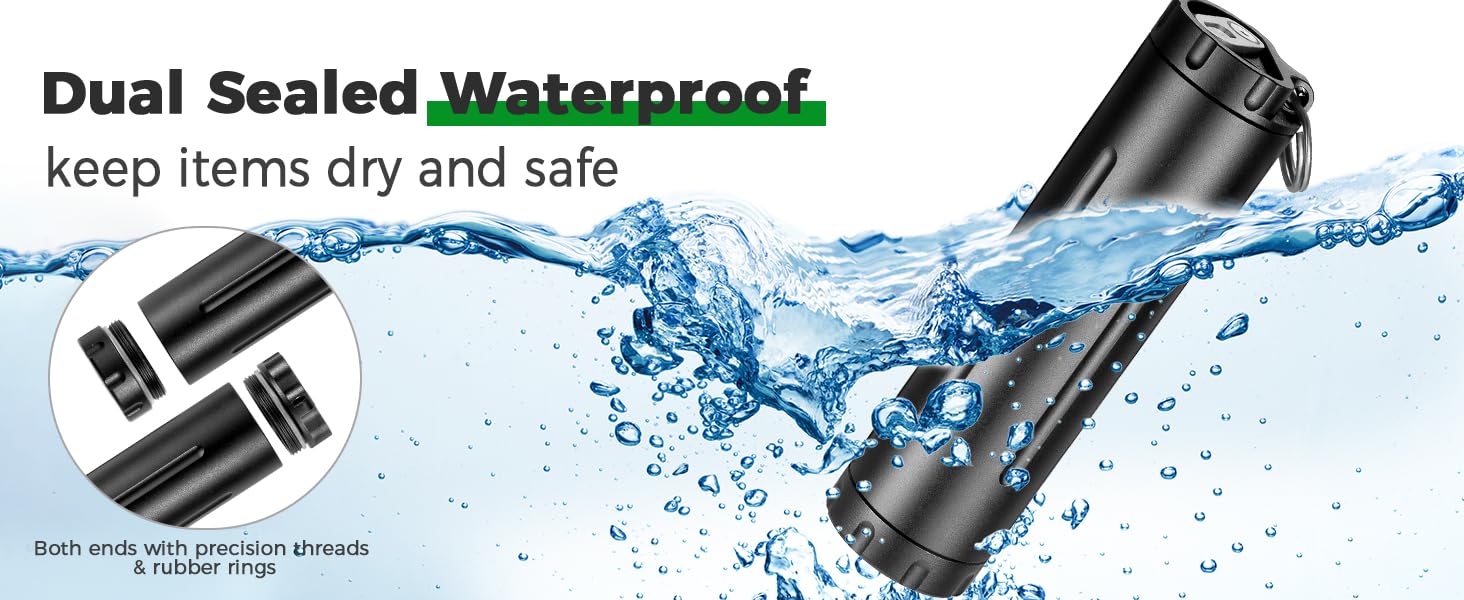 Both ends with precision threads & rubber rings, keep pills dry and safe.