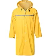 Mens Long Hooded Safety Rain Jacket Waterproof Emergency Raincoat Poncho