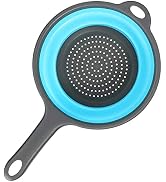 Kitchen Foldable Silicone Strainer Colanders, Collapsible Colanders with Handles, Space-Saver Fol...