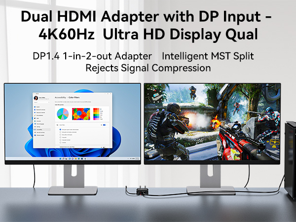 display port to dual hdmi splitter