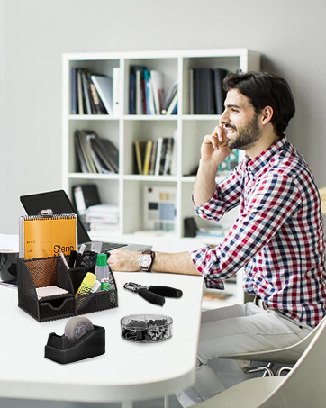 Black Desk Organizers and Accessories Set