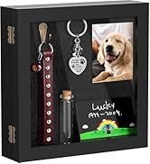 AXEFUN Pet Memorial Shadow Box for Dog or Cat, Wooden Pet Memorial Box with Collar Holder, Keepsa...