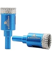 Dry Diamond Core Drill Bit Set,BRSCHNITT 2pcs 1 Inch (25mm) Diamond Hole Saw Core Drill Bit with ...