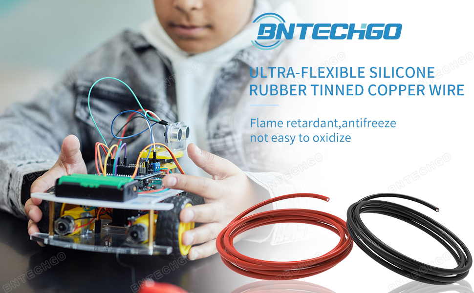 14 AWG 14ga 14g 14 gauge silicone wire red black rubber insulation tinned copper