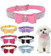Small Dog Collar Puppy with Rhinestone Bow Knot Crystal Diamond Colorful Bling Girl Puppy Cat Col...