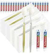 KBTYUDD 30pcs Disposable Toothbrushes with Toothpaste Individually Wrapped, 2 Color Disposable To...