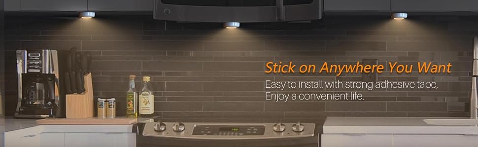 Tap Light, Push Light, 4 LED Touch Night Lights Battery Powered, Stick-on Anywhere Puck Closet Light
