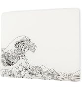 Glass Gaming Mouse Pad, White Kanagawa Hard Mousepads for Gaming,Professional Large Mouse Mat 410...