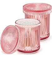 MKOSAB 2 Pack Qtip Holders for Bathroom, Clear Glass Apothecary Jars with Lids,Vintage Bathroom C...