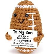 Fathers Day Mini Funny Gifts for Son from Mom Dad,Birthday Handmade Graduation Crochet Football S...