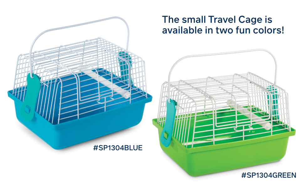 The small Travel Cage is available in two fun colors!