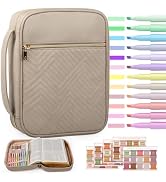 BellaHold Quilted Vegan Leather Bible Cover, Color-Blocked Bible Cover Case for Women, Bible Carr...