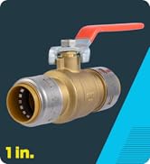 SharkBite Max 1 x 3/4 in PTC Reducing Ball Valve, Push-to-Connect Brass Water Shut-Off Plumbing F...