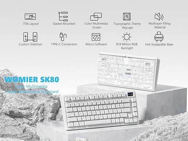 75% Percent Keyboard Mechanical Gaming Keyboard Topographic keycaps