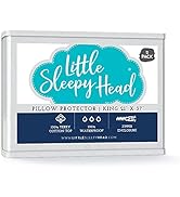 Little Sleepy Head Waterproof, Zippered King Pillow Protectors, Set of 2, Terry Cotton, 100% Hypo...