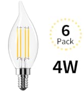 CYLYT E12 Candelabra Bulb 40W Equivalent, Daylight 5000K 470 Lumen, Filament Clear Glass, Dimmabl...