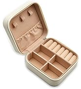 MODENGKONGJIAN Mini Jewelry Travel Case, PU Leather Travel Jewelry Organizer Box, Small Portable ...