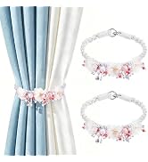 OCIOLI Curtain Tiebacks Curtain Holdbacks No Drill 2 Pack Flower & Colorful Crystal Glass Beaded ...