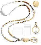 Toykee Lanyards with ID Badges Holder for Teachers Keys Card- Wooden Brown Neutral Maroon Women B...