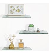SAYAYO Floating Shelves for Wall, Tempered Glass Shelves for Bathroom, Living Room, Bedroom, Offi...