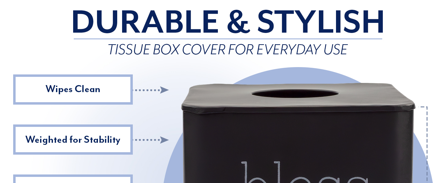 Enamelware Square Tissue Box Cover (Black) Auldhome B0BLP5SZ28