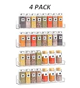 Sezanrpt Acrylic Wall Spice Rack Organizer, Seasoning Rack Shelf Organizer, Clear Wall Mounted Sp...