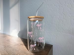 Coquette Glass Cups with Lids and Straws
