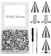 CXIIPOL 240 Pairs 9.5 MM Cone Spikes Screwback Studs, Punk Spikes and Studs Kit for Punk Style Cl...