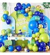 Blue and Green Balloon Arch, Dinosaur Balloons Garland Arch Kit Loyal Blue Fruit Green Confetti B...