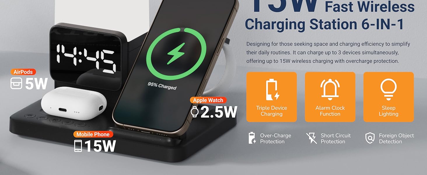 15W Fast Wireless Charging Station 6-in-1