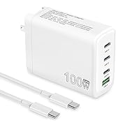 100W USB C Charger, 4-Port PD USB Power Adapter, GaN USB C Charger,Fast Charging Station,Compatib...