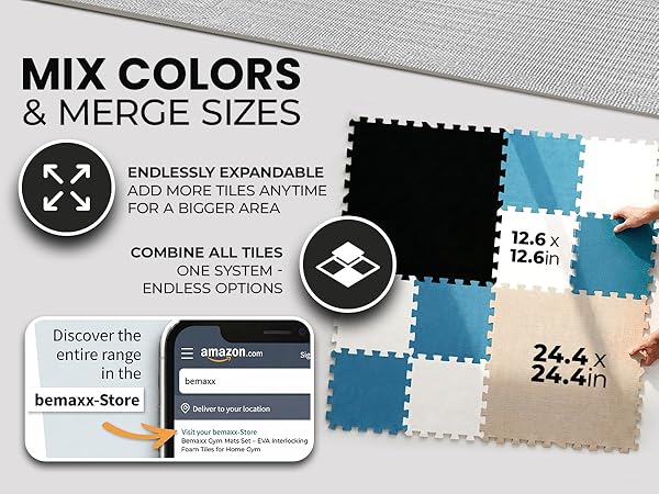 bemaxx interlocking puzzle mat mats gym flooring eva fitness home floor protection mix&merge
