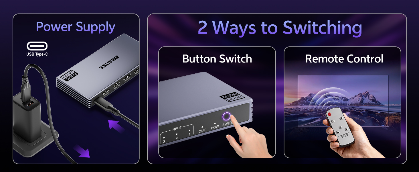 HDMI Switch 3 in 1 Out with Remote