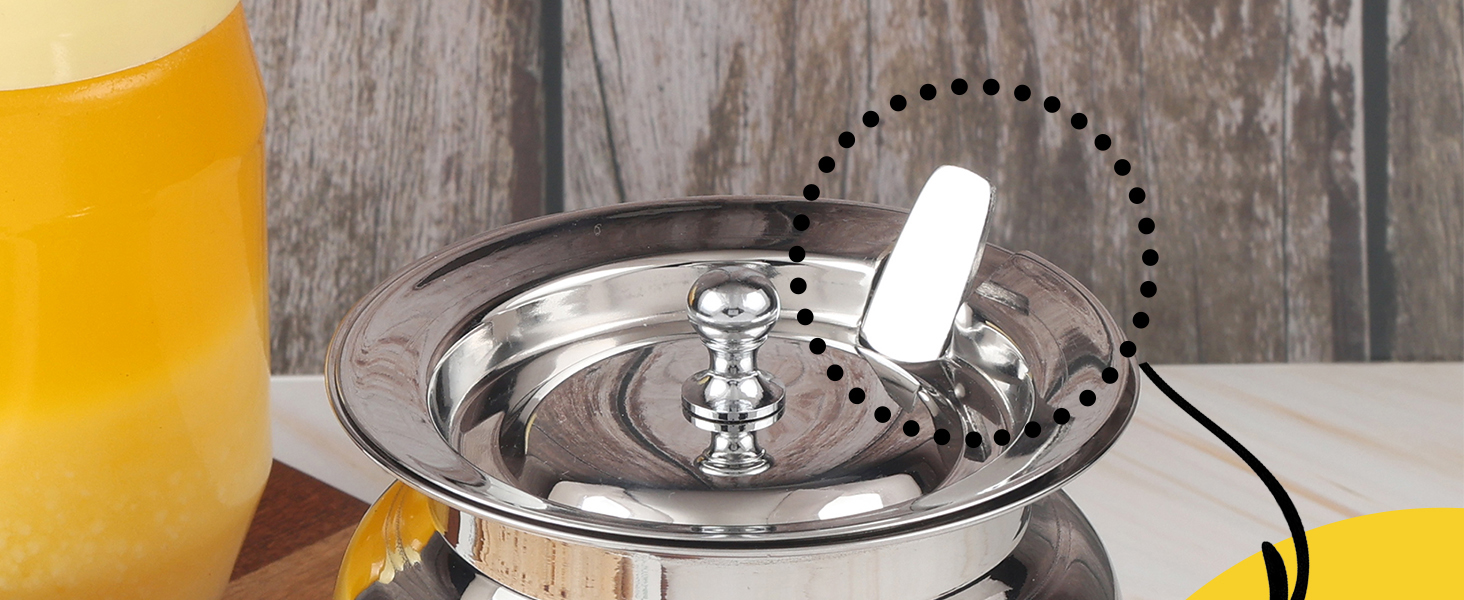 coconut oil container ghee container with spoon ghee pot with lid spoon pooja item