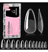 Beetles Medium Almond Nail Tips 576pcs 12 Sizes, Pre-Etched Soft Gel Nail Tips Half Matte Full Co...