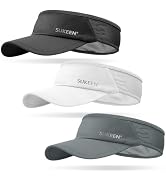 Sukeen 3 Pack Sports Sun Visor Men Women Lightweight Packable Cooling Stretchy Visor Hat for Runn...