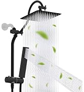 Hibbent All Metal High Pressure 10'' Rainfall Shower Head, Showerhead Combo with 4-mode Handheld ...