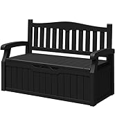 Greesum 70 Gallon Storage Bench Outdoor Deck Box with Armrest, Patio Furniture,Lockable, Waterpro...