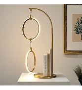Brightech Nova Modern Table Lamp - Contemporary Arc Desk Lamp with 2-Circle Ring-Style Pendant - ...
