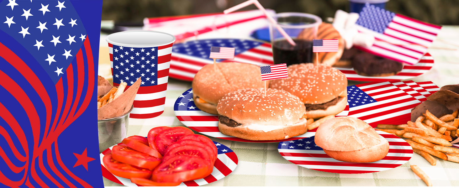 USA Flag Disposable Tableware Set