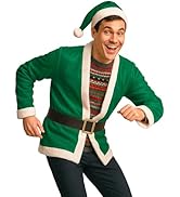 Sunnywood Party Santa Costume Jacket, Unisex Christmas Jacket Hat & Belt Set, Adult Holiday Outfi...