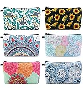MAGEFY Makeup Bag 6 Styles Portable Travel Cosmetic Bag for Women Flower Patterns Zipper Pouch Sl...