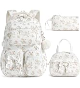 Fimibuke 3PCS Corduroy Backpack for School Girls with Lunch Box Pencil Case | Lightweight Teen Gi...