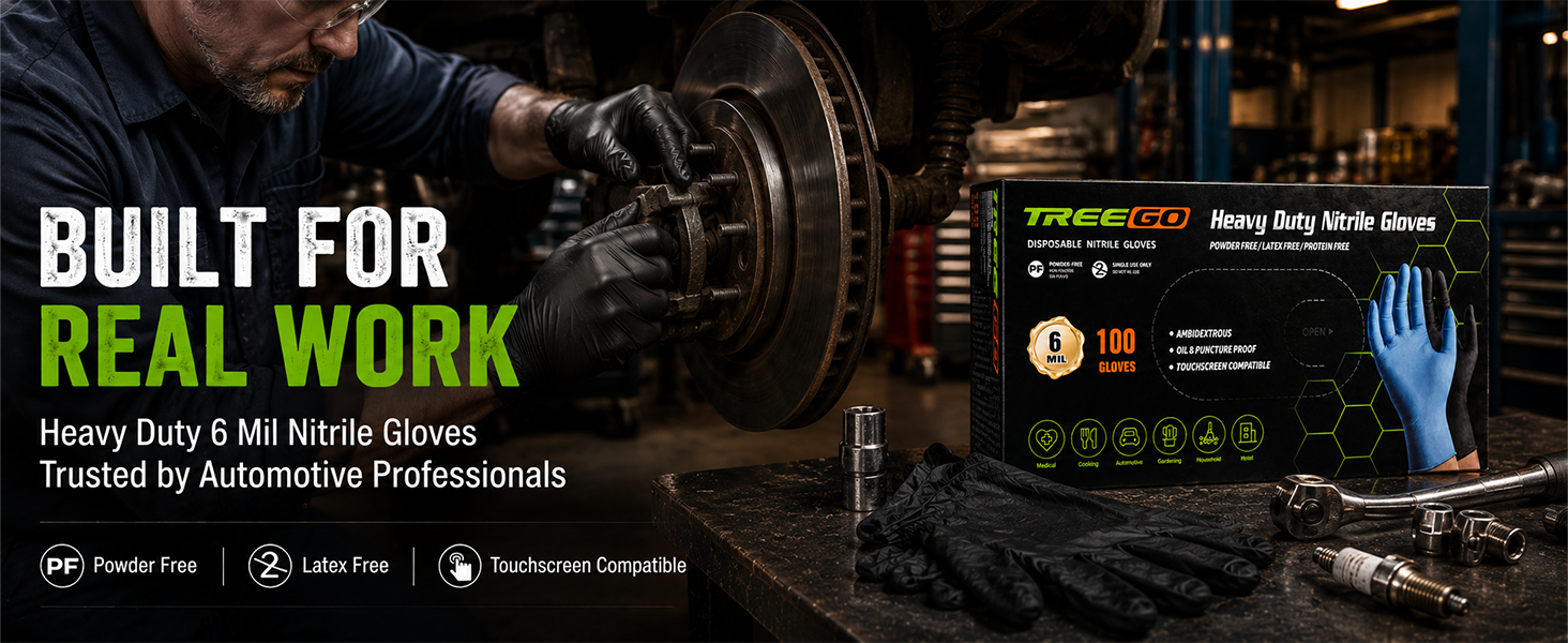 Built for real work- heavy duty 6mil nitrile gloves