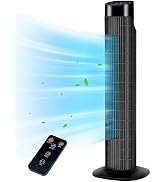 Uthfy Tower Fan with Remote, Portable 120° Oscillating Standing Fan, 3 Speeds & 3 Modes, 7.5H Tim...